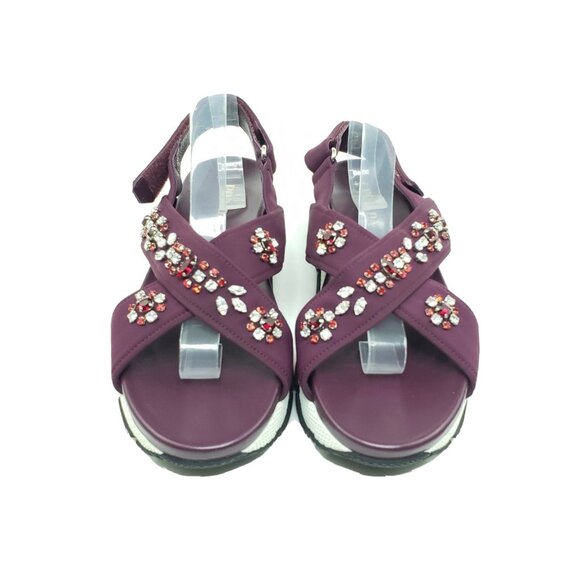 Prada Jeweled Sport Sandal Purple Fabric Crystal Platform Womens EUR 40/US 10 - Picture 3 of 11